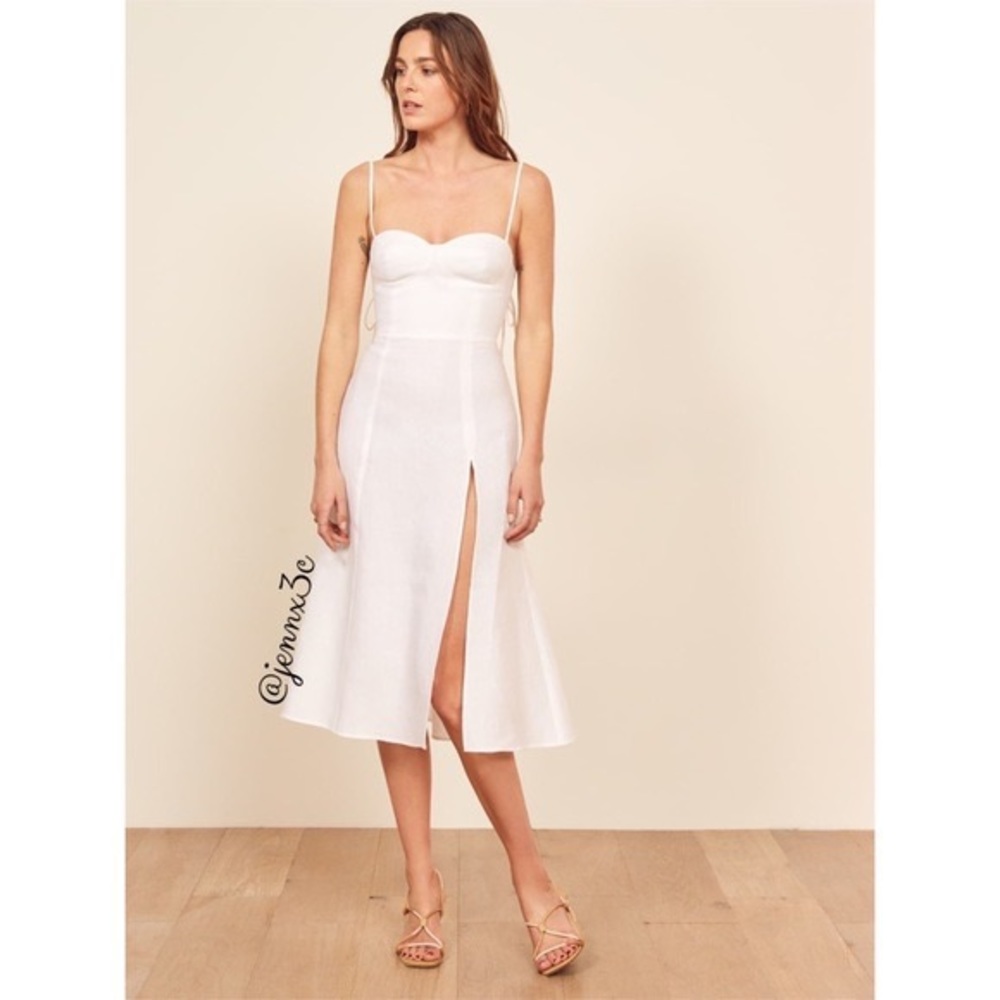 Reformation Nebraska linen dress with lace up back